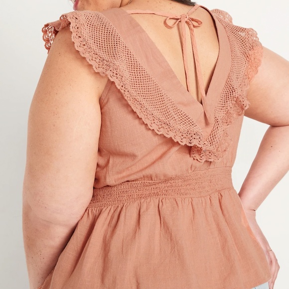 NWT: old navy Flutter-Sleeve Crochet Lace Tie-Back Top for Women $40 3X - Picture 3 of 3